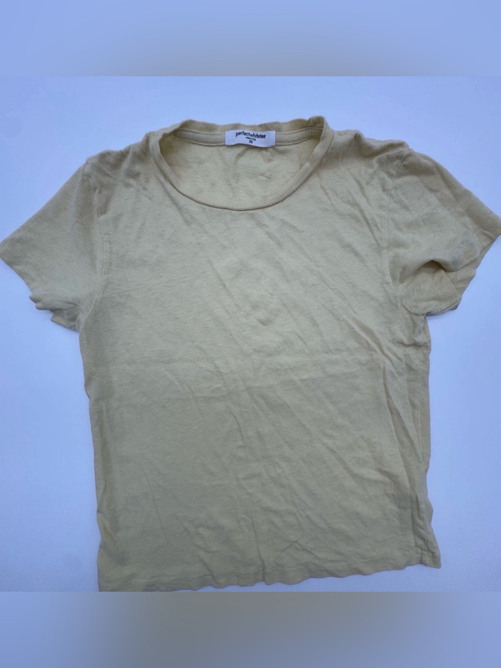 perfectwhitetee light yellow harley cotton boxy crewneck tee XS - Picture 2 of 6